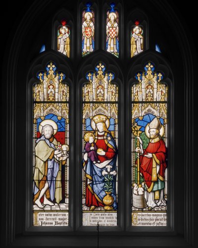 聖ヨハネバプテスト、ヴァージン＆チャイルド、および聖ニコラス、1841（ステンドグラス） 作： Augustus Welby Northmore Pugin