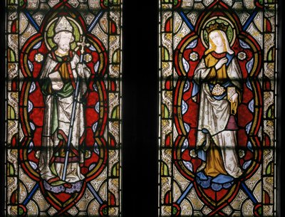 セントジョンオブビバリー＆セントエリザベスオブハンガリー、詳細、1849年（ステンドグラス） 作： Augustus Welby Northmore Pugin