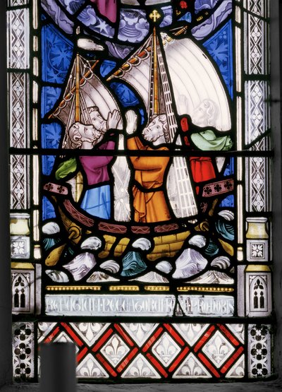 聖母とキリスト、彼女の人生の場面、詳細、1851年（ステンドグラス） 作： Augustus Welby Northmore Pugin