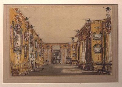 黄色（北）の応接室（カラーリトグラフ） 作： Augustus Welby Pugin