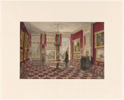 絵画と立像のある 19 世紀のインテリア 作： Augustus Wijnantz