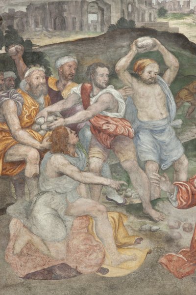 聖スティーブンの殉教、詳細、左礼拝堂 作： Aurelio Luini