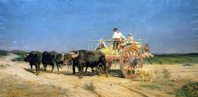 水牛に引っ張られた馬車 作： Aurelio Tiratelli