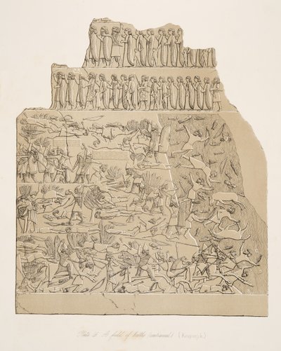 パブ、ニネベのモニュメントからの戦場（コユンジク）。 1849 作： Austen Henry Layard