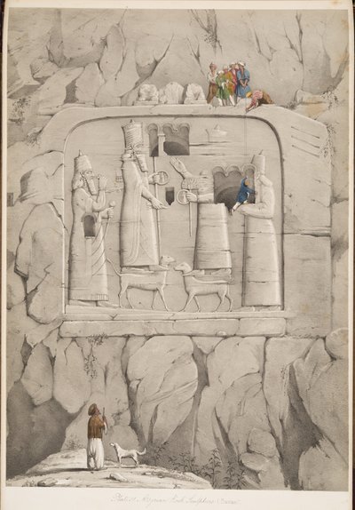 アッシリアの岩石彫刻（バイアン）、『ニネベの遺跡』より。1849年（彫刻）。 作： Austen Henry Layard