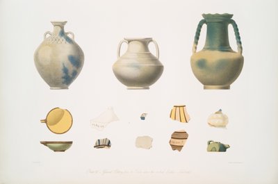 ニムルード[カラ]の中央祠堂の上にある墓から出土した釉薬をかけた土器 作： Austen Henry Layard