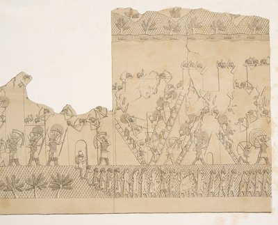 パブ、ニネベのモニュメントからの街の包囲とエスカレード（コユンジク）。 1849 作： Austen Henry Layard