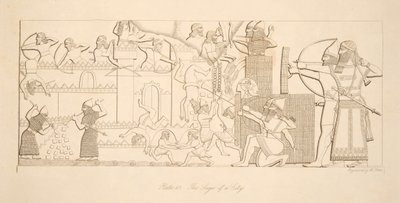 ニネベのモニュメントからの街の包囲、パブ。 1849 作： Austen Henry Layard