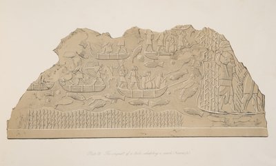 パブ、ニネベのモニュメントからの沼地（コユンジク）に生息する部族の征服。 1849 作： Austen Henry Layard
