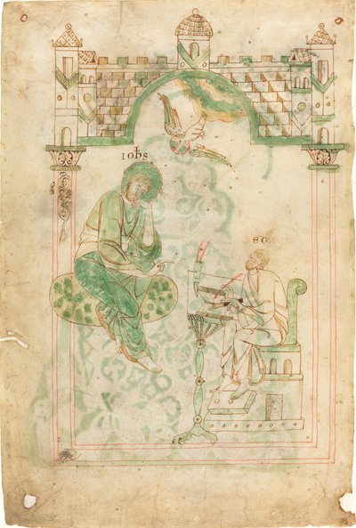 由緒あるベーダに口述する聖ヨハネ 作： Austrian 12th Century