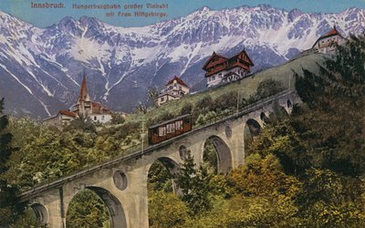 インスブルック-ケーブルカーと高架橋。 1913年に送られたはがき。 作： Austrian Photographer