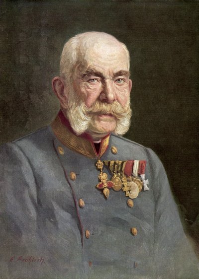 オーストリア皇帝フランツ・ヨーゼフ1世（カラーリトグラフ） 作： Austrian School