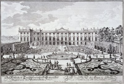 トラウソンの王子の宮殿、ウィーンc.1719のガーデンフロント 作： Austrian School