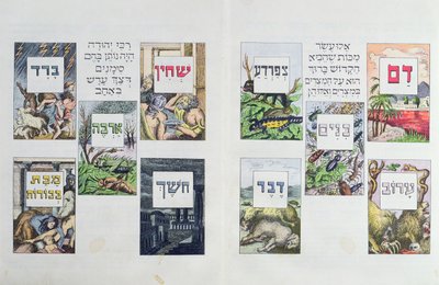 1900年にウィーンで出版されたハッガダーからのエジプトの10疫病のイラスト 作： Austrian School