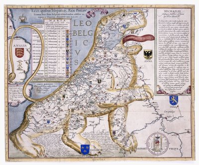 ライオンの形をした低国を示すレオベルギクス、1586 作： Austrian School