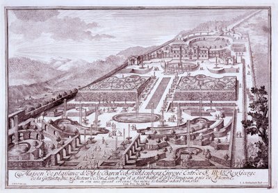 1719年にウィドリングサウで彼が建てた壮大な庭園と王宮の宮殿 作： Austrian School