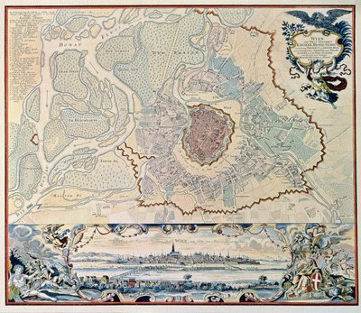1720 年の彫刻 (彫刻) 後のウィーン市の計画 作： Austrian School