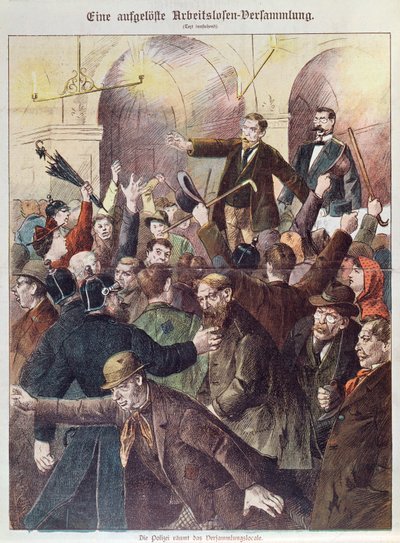 警察は失業者の抗議集会を解散、1897年 作： Austrian School