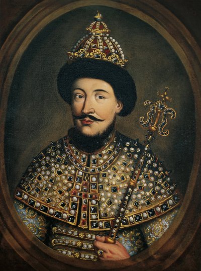Portrait du tsar Alexis I Mikhailovitch de Russie, dit le tsar tres paisible(1629-1676) - Portrait of the Tsar Alexis I Mikhailovich of Russia (1629-1676) par Austrian master (active ca. 1440-1450) 作： Austrian School