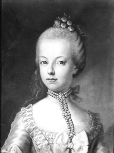 ハブブール＝ロレーヌのマリー＝アントワネット（1755-93）の肖像、1771年頃（紙にパステル） 作： Austrian School