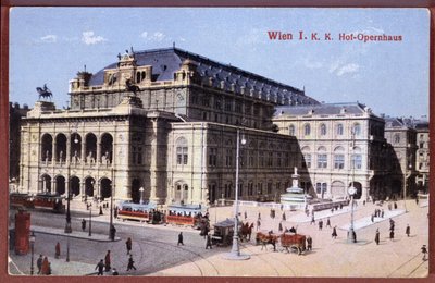 ウィーン国立歌劇場を描いた絵葉書、1900年頃 作： Austrian School