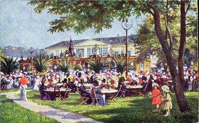 ウィーン、シェーンブルン地区のメイレイティヴォリカフェのテラスを描いたポストカード 作： Austrian School