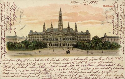 ウィーンの市庁舎を描いたポストカード 作： Austrian School
