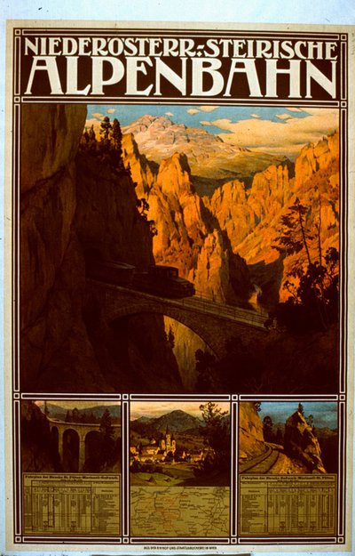 Niederösterr-StyrianAlpine Railwayのポスター 作： Austrian School