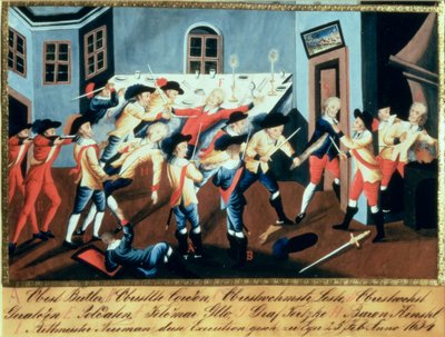エゲルでのアルブレヒト・フォン・ヴァレンシュタイン (1583-1634) の逮捕 作： Austrian School