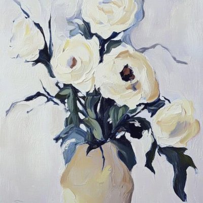 クリーミーな花の静物画 作： 
