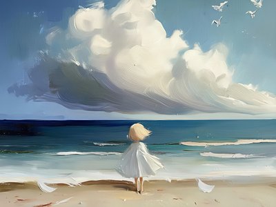 海を眺める少女 作： 