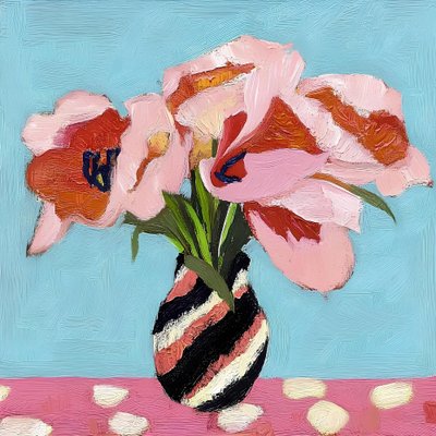 ピンクのチューリップの静物画 作： Avanesova Elena