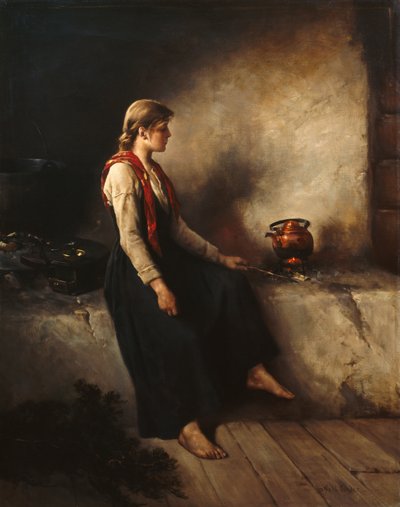 暖炉のそばの女の子 作： Axel Hjalmar Ender