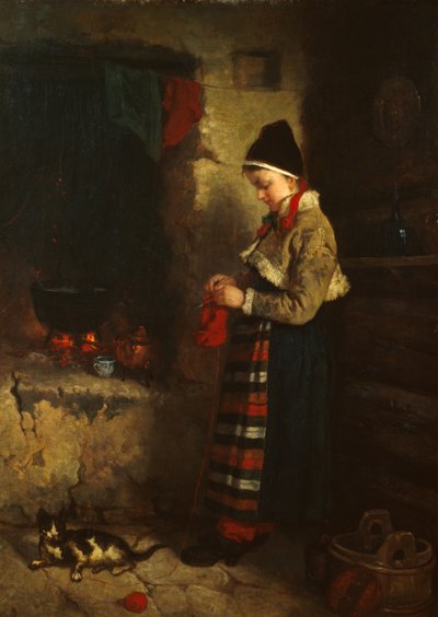 女の子の編み物 作： Axel Hjalmar Ender