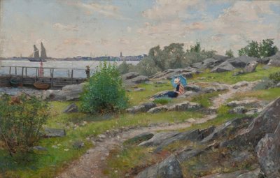 A.Lindman、海岸で 作： Axel Lindman