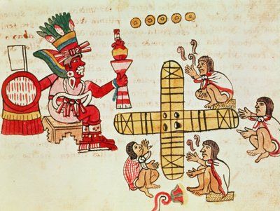 ギャンブルパトリと神、Xochipilli、コーデックスMagliabechiano（vellum） 作： Aztec