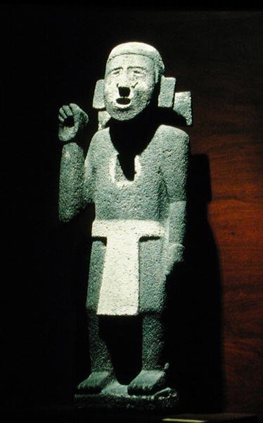 ポスト・クラシック時代後期（1300-1521）のスタンダード・ベアラー（彩色石材） 作： Aztec Aztec