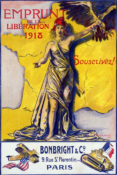 The Loan of Liberation 1918」のポスター。購読してください。"B. Chavannazによるイラスト、Rights Reserved. 作： B. Chavannaz