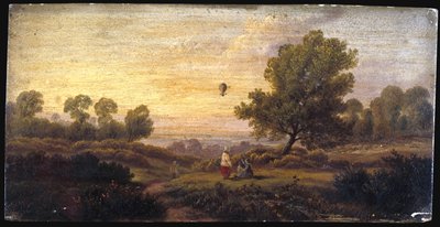 1840年頃、森の上の風船 作： B. Cook