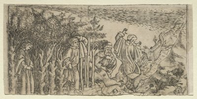 Dante Lost in the Wood：Escaping and Meeting Virgil、Canto I、1481。 作： Baccio Baldini