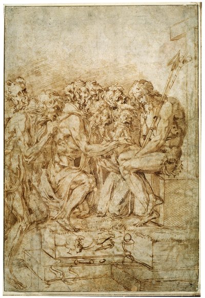 情熱の象徴を持つキリスト、7人の人物が出席した、16世紀初頭 作： Baccio Bandinelli