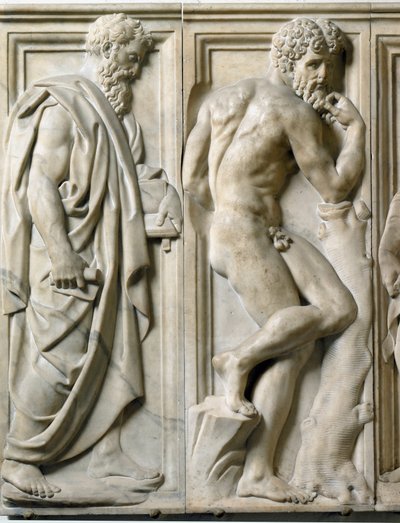 バッチョ・バンディネッリ(1493-1560)作「プロフェットとイグヌード」低層大理石製レリーフ 作： Baccio Bandinelli