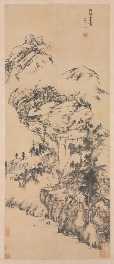 1600年代から1705年代半ばの郭中宗後の風景。 作： Bada Shanren