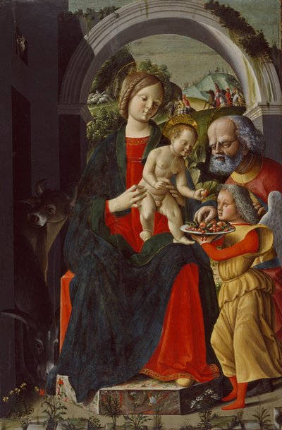天使のいる聖家族c.1485 作： Baldassare di Matteo Carrari