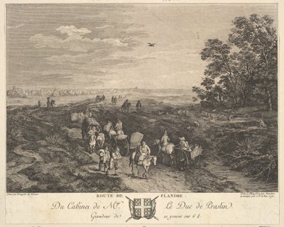 1772年、プララン公爵のコレクションにある絵画の後のフランダースの道路ルート・ド・フランドル 作： Balthasar Anton Dunker