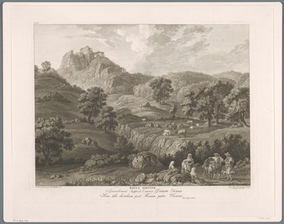 ロッカジョヴィーヌの眺め Rocca Giovine (オブジェクトのタイトル) Suite de VI vues des Environs de Rome (...) (シリーズタイトル) 作： Balthasar Anton Dunker