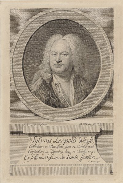 シルヴィウス・レオポルド・ヴァイスの肖像 1686-1750, 1750. 作： Balthasar Denner