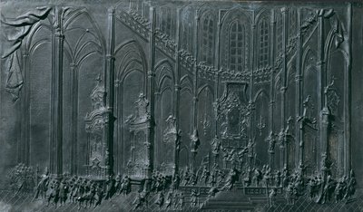 1743 年 5 月 12 日にボヘミアの「王」としてプラハ大聖堂でマリア テレジアの戴冠式 作： Balthasar Ferdinand Moll
