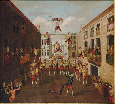 Forze d "Ercole：The Castellani Acrobats in a Venetian Piazza、c.1746 作： Balthasar Nebot