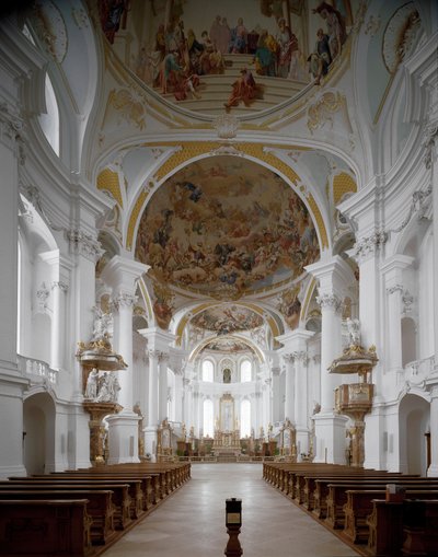 建築家Johann Balthasar Neumann (1687-1753) による修道院教会の内観 ドイツ、ネレスハイム 作： Balthasar Neumann